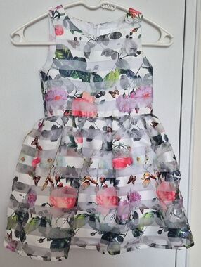 lavender Girl's Floral Print Party Dress Size 6